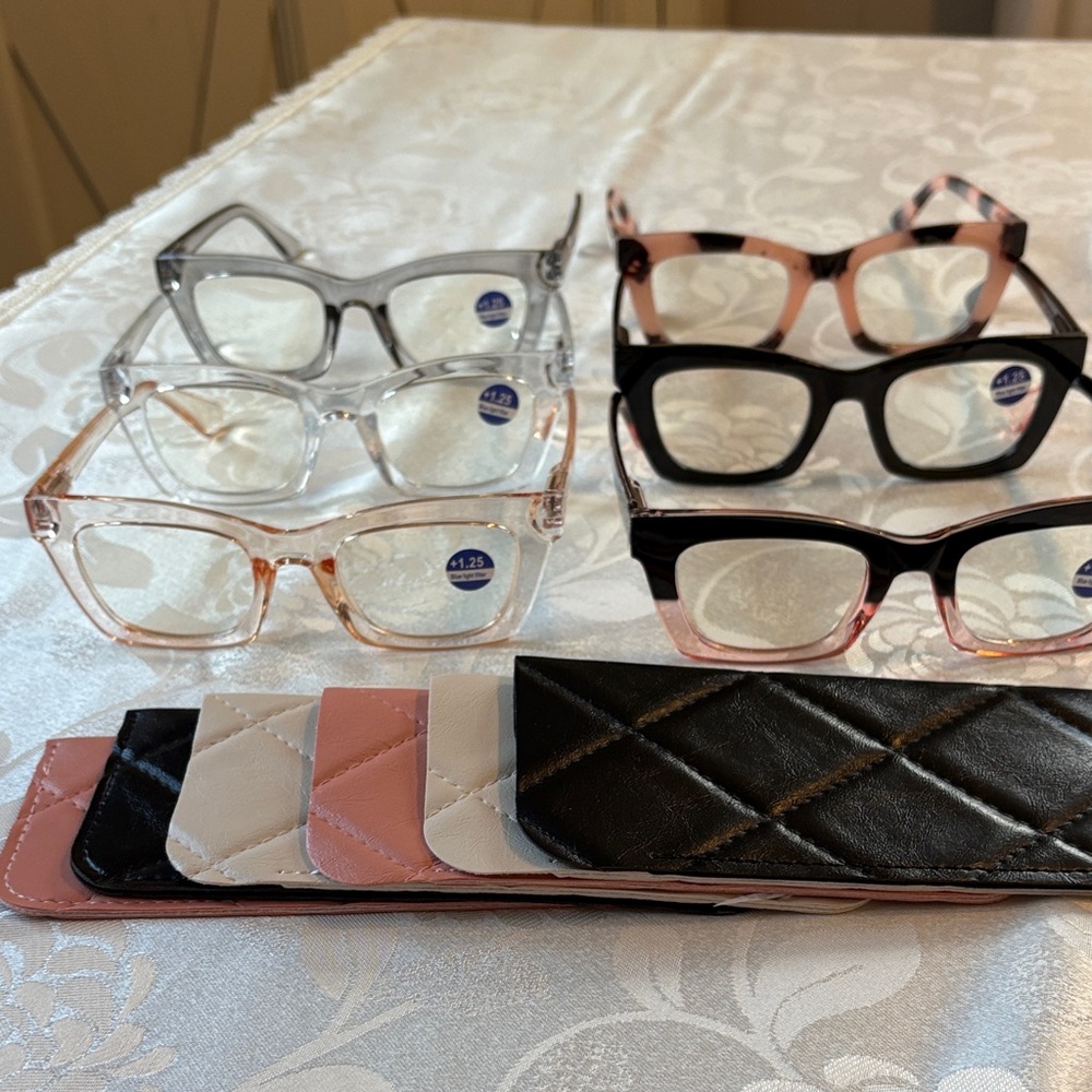 Women’s Fashion Reading Glasses Multi-color 6 pack +1.25 plus blue filtering NEW